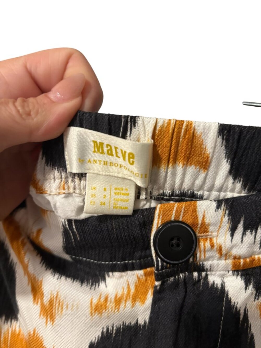 Maeve White Wide-Leg Pants with Black and Gold Circle Print - Picture 6 of 6